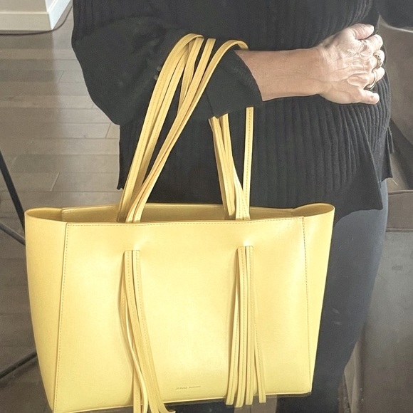Mansur Gavriel Mini Fringe Tote Bag in Calf Leather Yellow - Picture 3 of 13